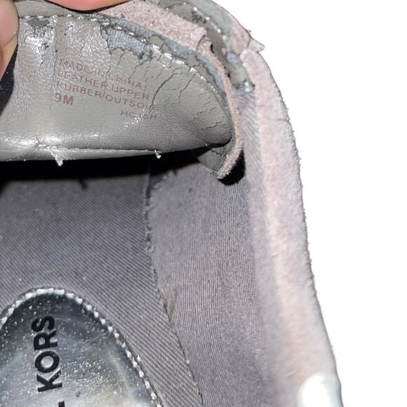 Michael Michael Kors Allie Trainer Sneakers Gray Suede Silver Metallic Size 9 - Picture 7 of 8